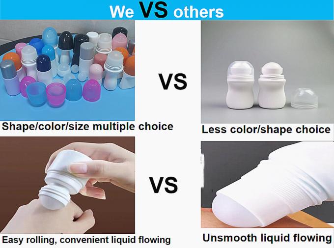 Empty 30ml 50ml 60ml 2oz Roll on Deodorant Plastic Roll on Bottle White HDPE Plastic Roll on Bottle