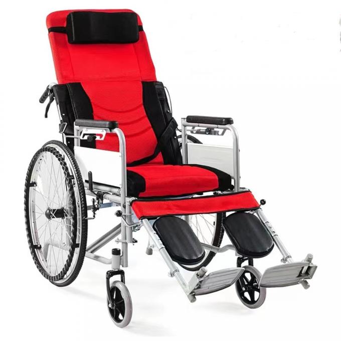 Cadeira de rodas dobrável compacta vermelha 110 kg Cadeira de rodas dobrável leve 3