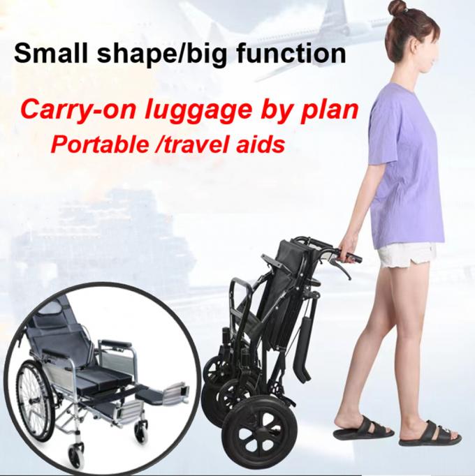 Hot Sale Manual Adjustable Lightweight Aluminum Alloy Toilet Foldable Wheelchair for Disabled People