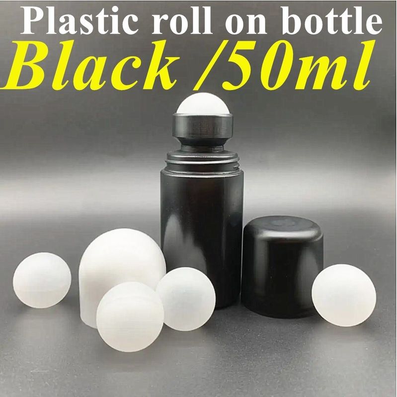 50 ml Botão preto de plástico em rolos de HDPE em rolos de plástico com desodorante Antiperspirante com tampa preta