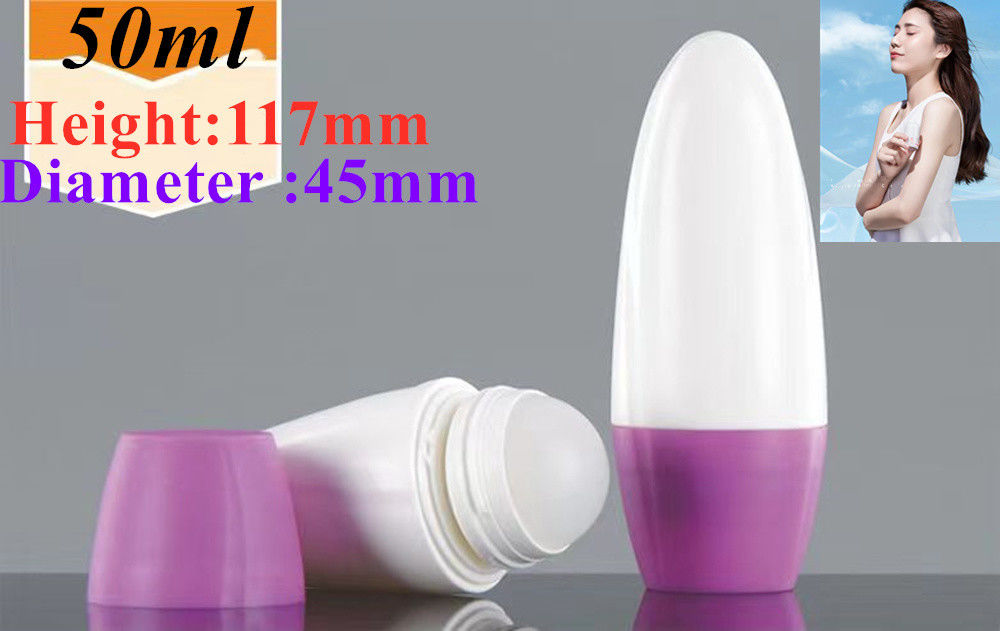 HDPE 30ml 50ml 60ml Rolo de plástico em cilindro Botelho de rolos redondo Botelho de desodorante recipiente com bola de rolos de plástico