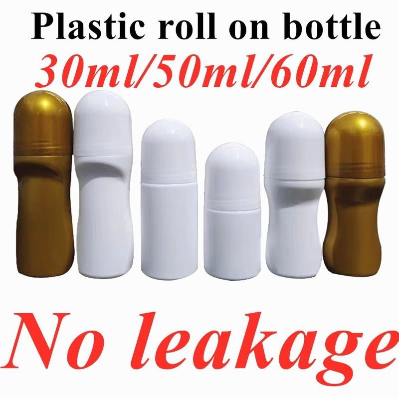 30 ml 50 ml 60 ml Óleos essenciais vazios recarregáveis Perfumes Rolo em garrafa Rolante de plástico em garrafa com bola de rolante de plástico
