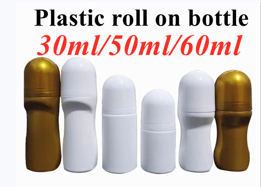 30 ml 50 ml 60 ml Óleos essenciais vazios recarregáveis Perfumes Rolo em garrafa Rolante de plástico em garrafa com bola de rolante de plástico