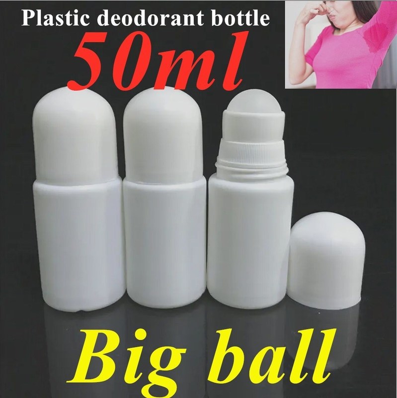 HDPE 30ml 50ml 60ml 100ml Rolo de plástico em cilindro branco garrafa de rolos redondos Deodorante recipiente com rolo em bola