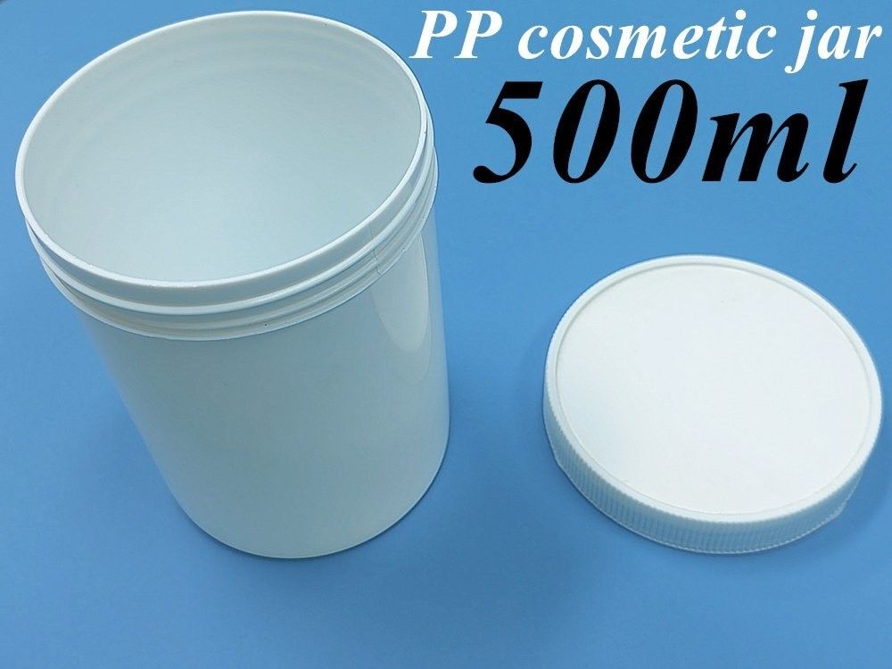 250g 500g Vidro de Creme de Plástico Branco Vazio Para Embalagem Cosmética Vidro de Creme Redondo Pomada PP Vidro de Plástico