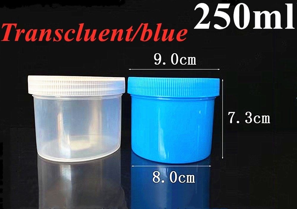 100 ml 150 ml 250 ml 500 ml frasco cosmético de PP azul translúcido 16 oz pomada plástica vasos cosméticos