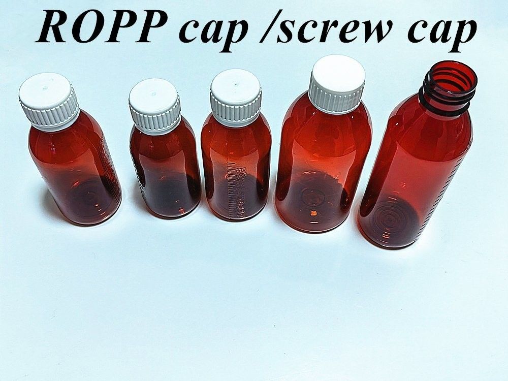 100 ml 120 ml 150 ml Amplio Pet Container Vermelho xarope de tosse frasco Medicamento líquido oral marrom garrafas de plástico