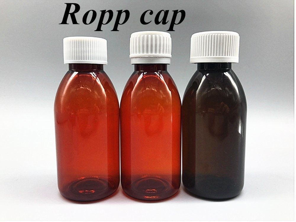 100 ml 250 ml de Medicamento Líquido Ambrófila PET Frasco de xarope para tosse com copo de medida Frasco de xarope para tosse de plástico