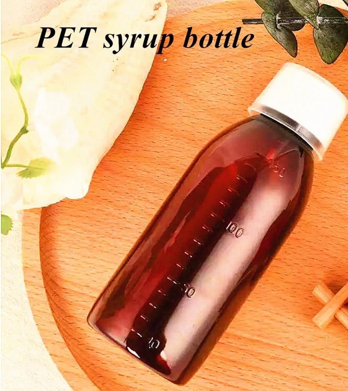 100 ml 250 ml de Medicamento Líquido Ambrófila PET Frasco de xarope para tosse com copo de medida Frasco de xarope para tosse de plástico