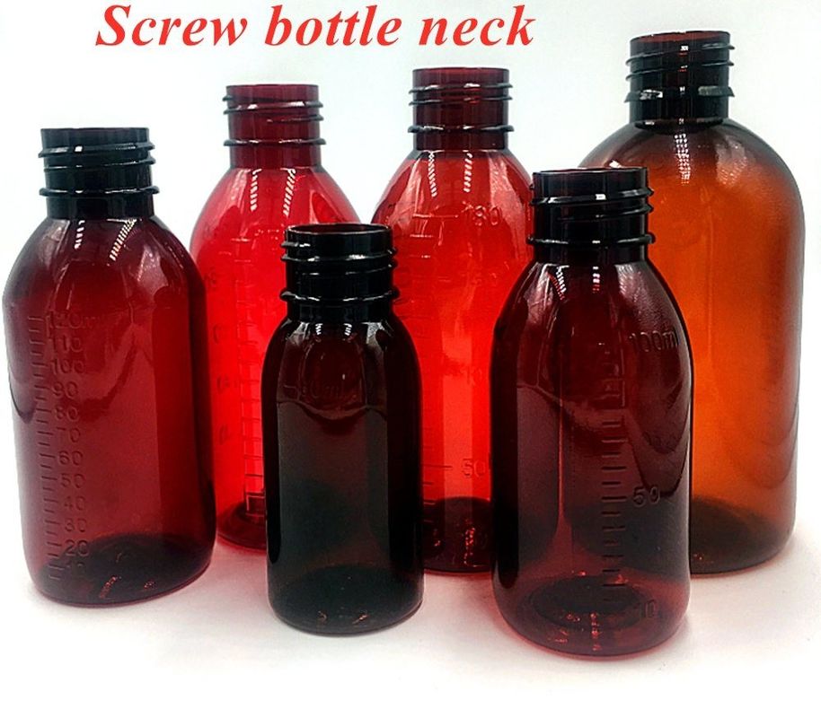 Garrafas de xarope para animais de estimação marrom de 100 ml e 120 ml com tampa de parafuso CRC para líquido oral