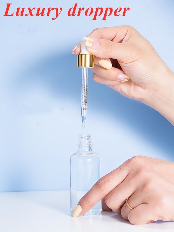 10 ml 20 ml 30 ml Vazio Redondo Branco de Vidro Esfrigado Botão de Óleo Essencial para Cuidados da Pele e Cabelos Serum Cosmético Utilização com Goteador