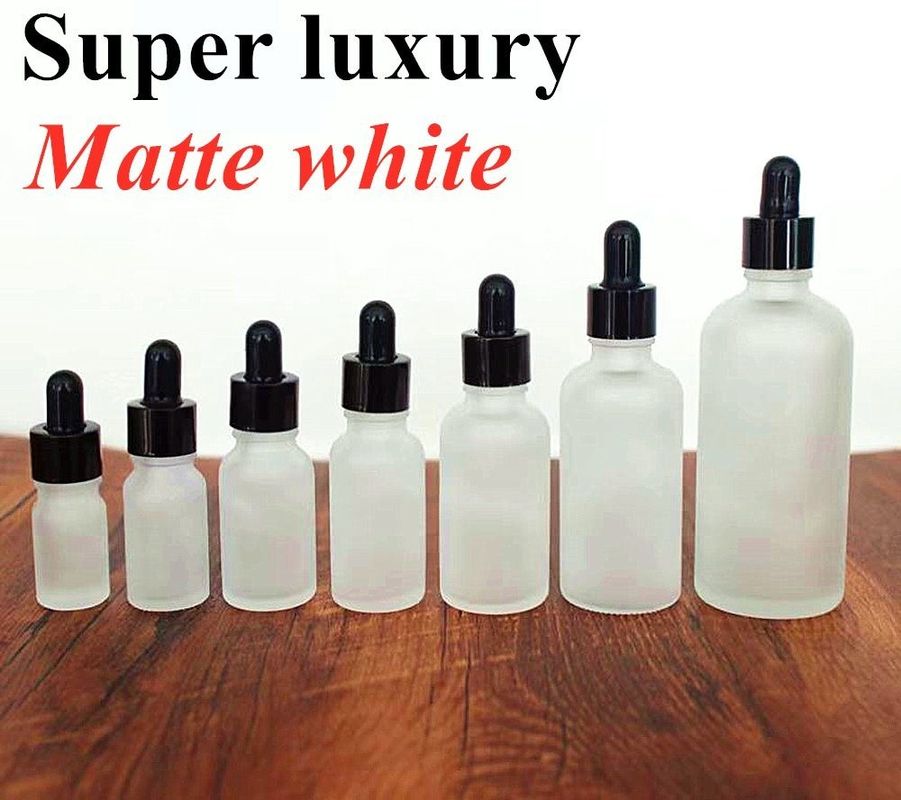 Óleo essencial de luxo 15ml 20ml 30ml 50ml Vazio Óleo essencial branco fosco âmbar vidro de óleo essencial