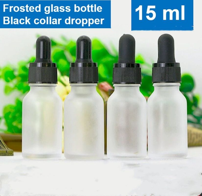5 ml 10 ml 15 ml 20 ml 30 ml 50 ml cosméticos redondos vazios Garrafa de Óleo Essencial Garrafa de vidro branco congelado Garrafa de vidro com pipeta de vidro