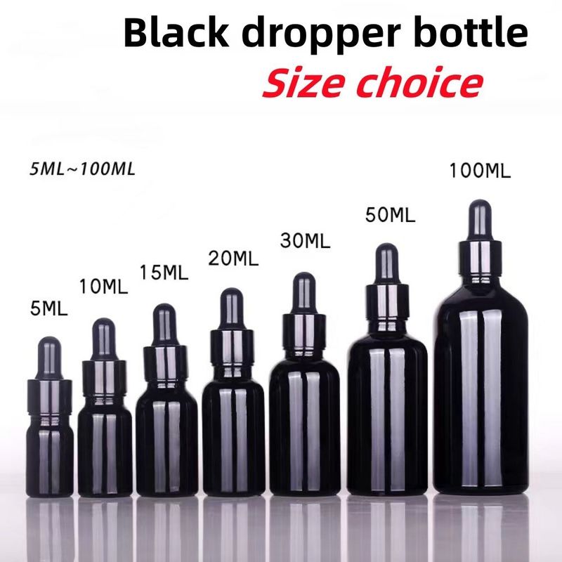 10 ml 20 ml 30 ml 50 ml Garrafa de vidro preto Garrafa de óleo essencial Garrafa de vidro Garrafa de vidro à prova de crianças Garrafa