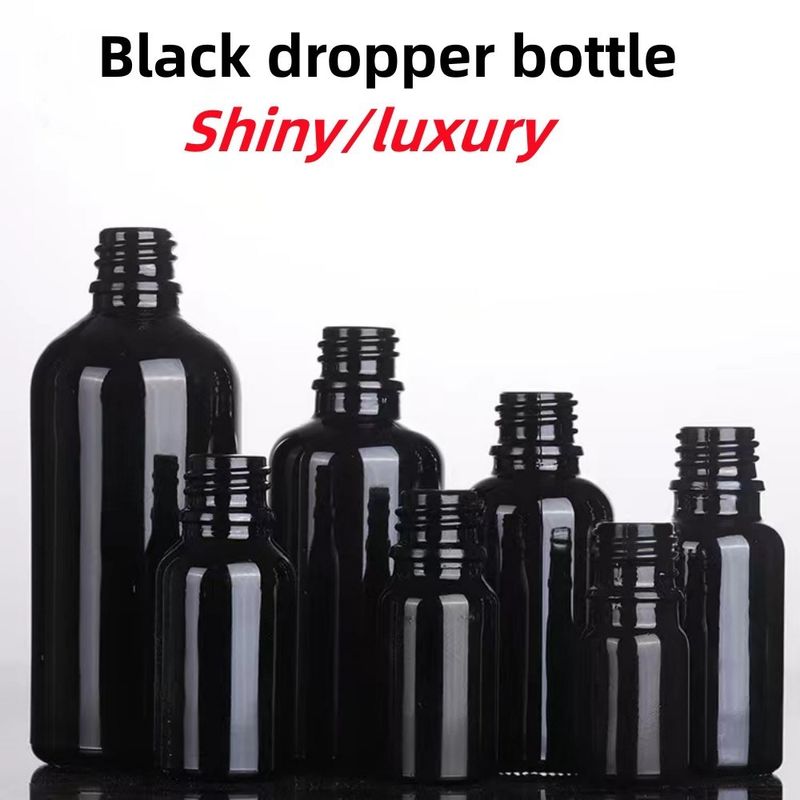 10 ml 15 ml 20 ml 30 ml 50 ml 100 ml Óleo Essencial Preto Brilhante Cosmético Garrafa de Vidro