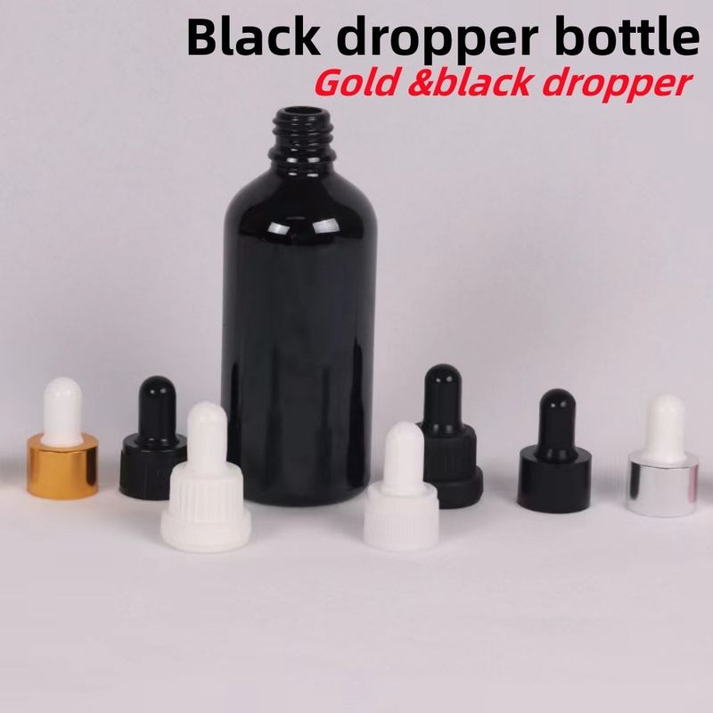 10 ml 20 ml 30 ml 50 ml garrafa de óleo essencial redonda vazia garrafa de vidro escuro brilhante de gotas com piegette de vidro calibrado