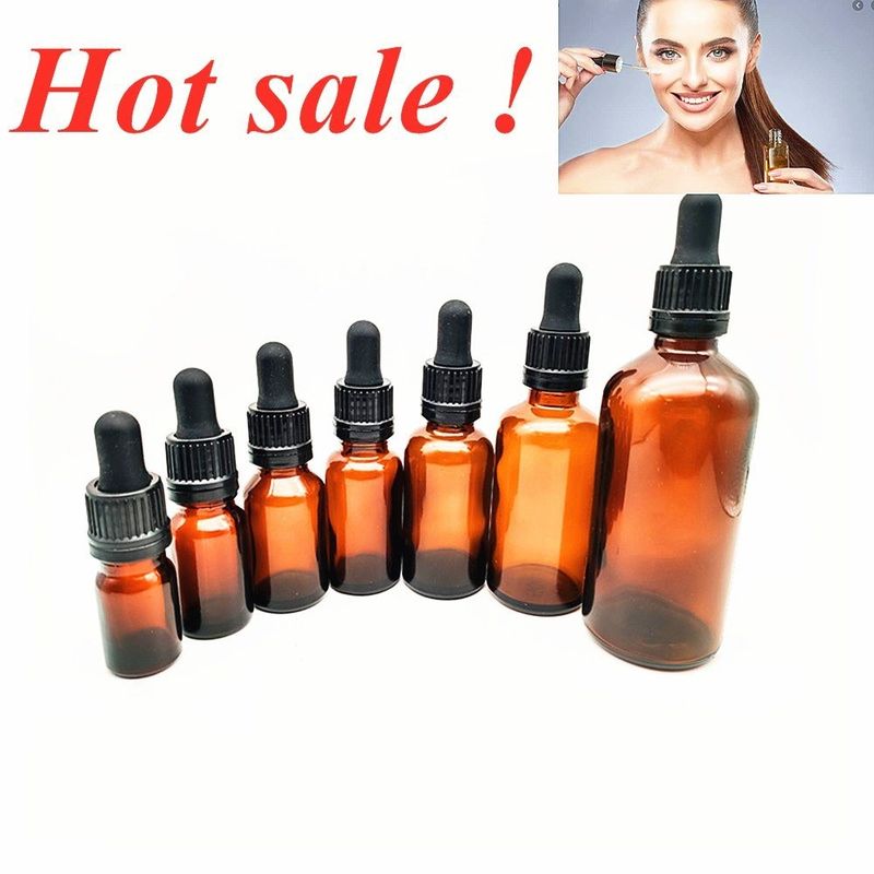 Embalagem de óleo essencial 1OZ 2OZ 20ml 30ml 50ml soro de óleo essencial âmbar Garrafa de vidro com tampa à prova de crianças