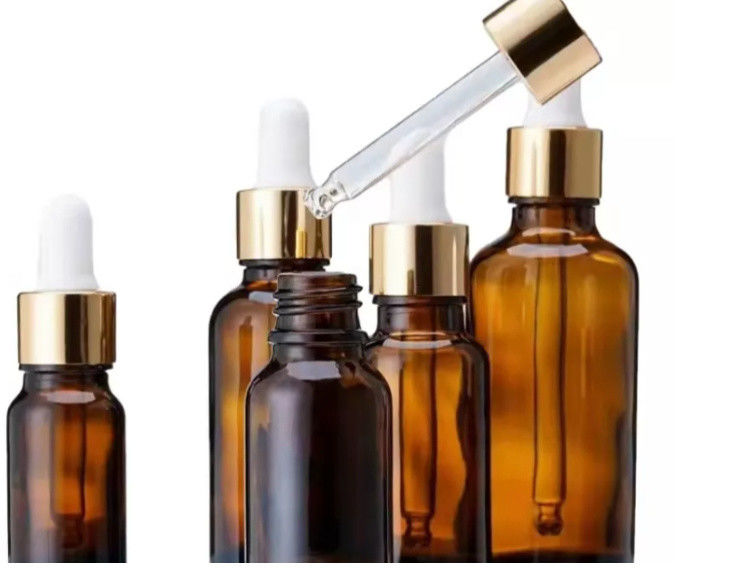 Embalagem de óleo essencial 1OZ 2OZ 20ml 30ml 50ml soro de óleo essencial âmbar Garrafa de vidro com tampa à prova de crianças