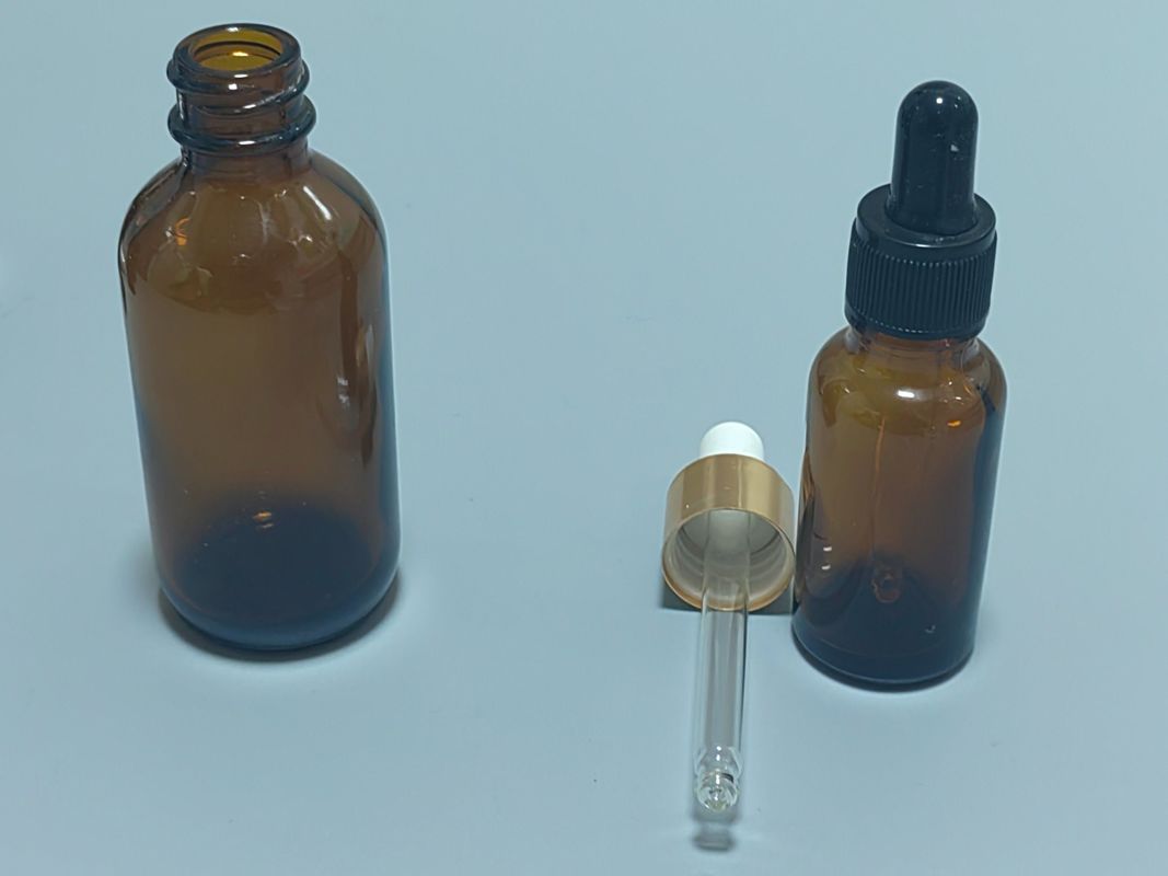 Embalagem de óleo essencial 1OZ 2OZ 20ml 30ml 50ml soro de óleo essencial âmbar Garrafa de vidro com tampa à prova de crianças
