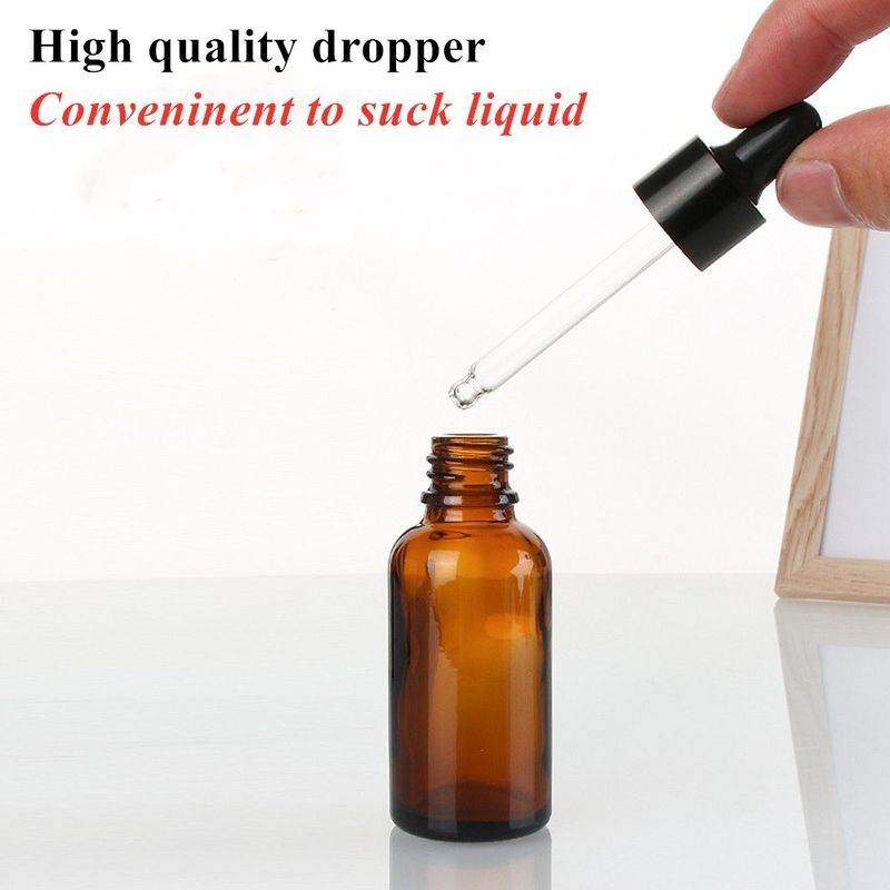 Embalagem de óleo essencial 1OZ 2OZ 20ml 30ml 50ml soro de óleo essencial âmbar Garrafa de vidro com tampa à prova de crianças