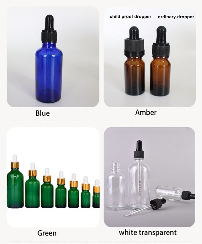 Embalagem de óleo essencial 1OZ 2OZ 20ml 30ml 50ml soro de óleo essencial âmbar Garrafa de vidro com tampa à prova de crianças