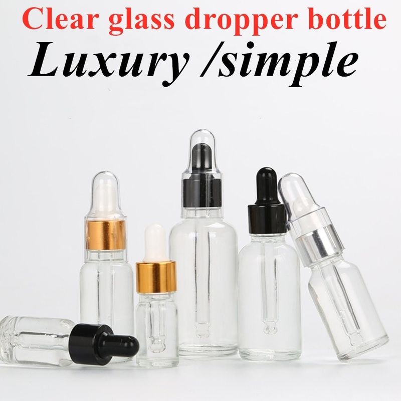 15 ml 20 ml 50 ml 100 ml de luxo vazio Claro Transparente soro para cabelo Óleo Essencial Garrafa de vidro para cuidados com a pele