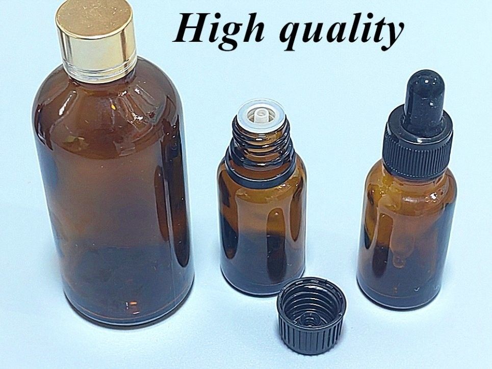 5 ml 15 ml 20 ml 30 ml 50 ml Embalagem Cosmética Collar de plástico redondo Óleo essencial facial Ambre frasco de gotejar óleo essencial