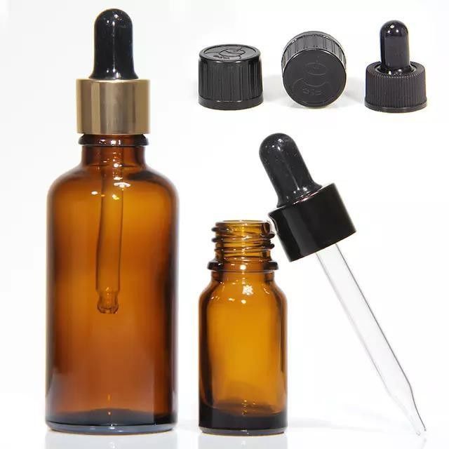 10 ml 20 ml 30 ml 50 ml Mini Redondo Vidro Cosmético Vazio Garrafa de Óleo Essencial com Garrafa Preta de Plástico