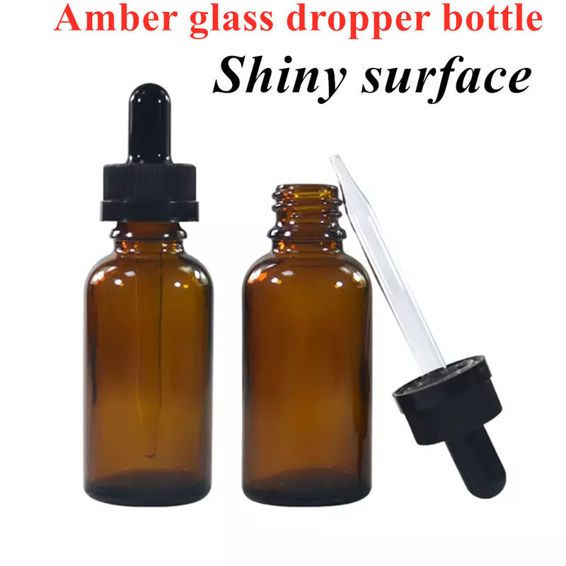 30 ml 50 ml Ámbar Redondo Vazio Viagem Sério portátil de cuidados com a pele Óleo Essencial Garrafa de vidro com Garrafa à prova de crianças