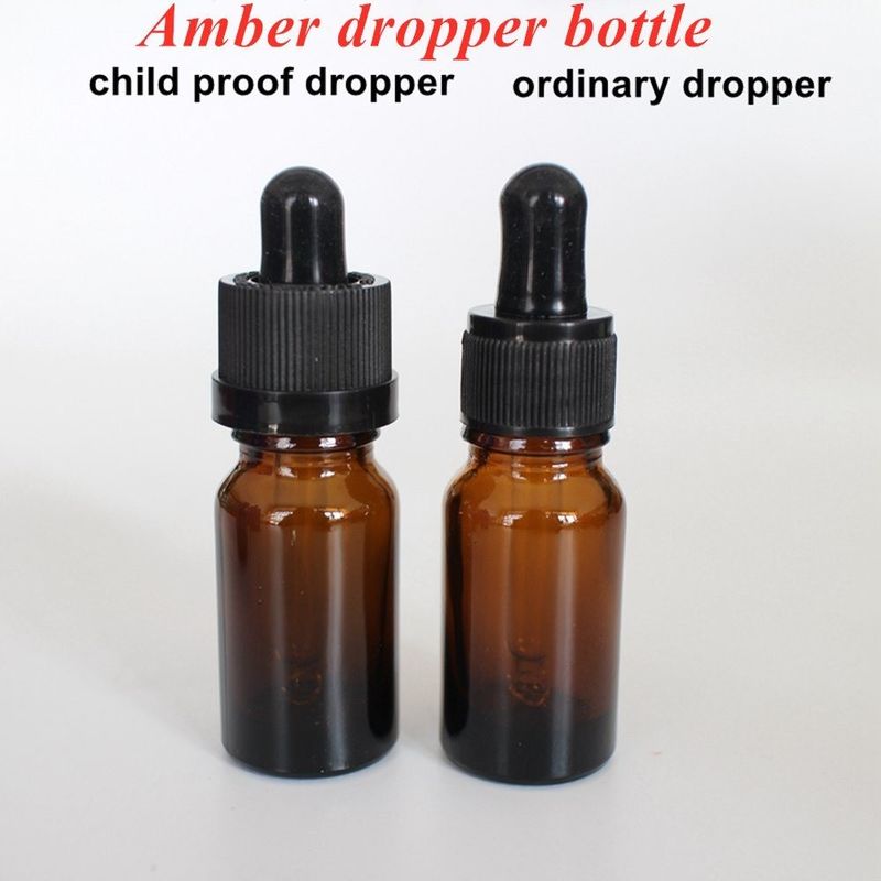 30 ml 50 ml Ámbar Redondo Vazio Viagem Sério portátil de cuidados com a pele Óleo Essencial Garrafa de vidro com Garrafa à prova de crianças