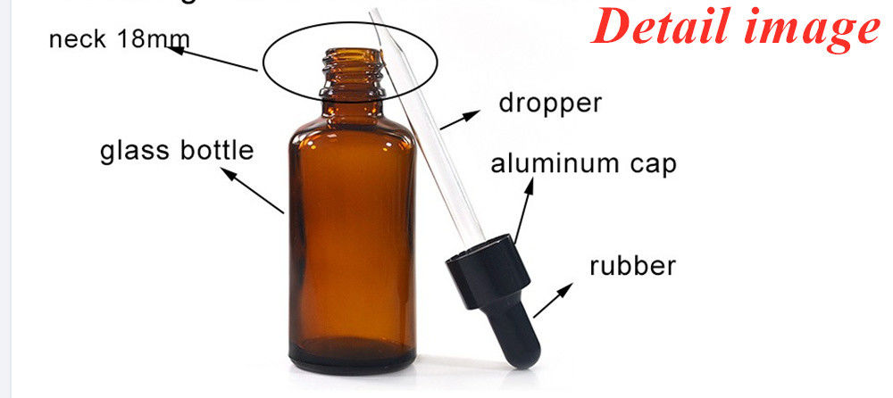 30 ml 50 ml Ámbar Redondo Vazio Viagem Sério portátil de cuidados com a pele Óleo Essencial Garrafa de vidro com Garrafa à prova de crianças