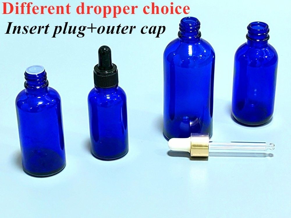 10 ml 20 ml 30 ml 50 ml Embalagem Cosmética Redonda Vazia Boston Embalagem Vazia Óleo Essencial Azul Garrafa de Vidro Com Garrafa