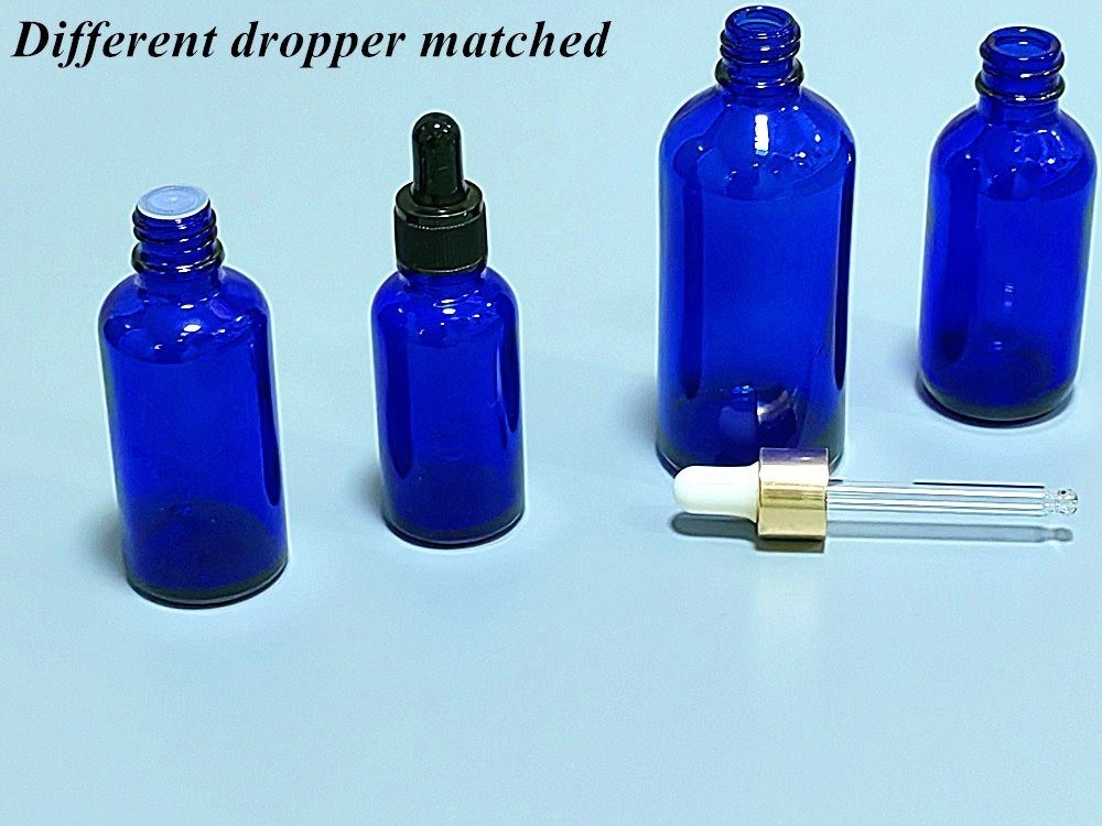 20 ml 30 ml Óleo Essencial soro de cuidados com a pele frasco de embalagem cosmética Cobal Blue Glass Dropper Flask com Dropper