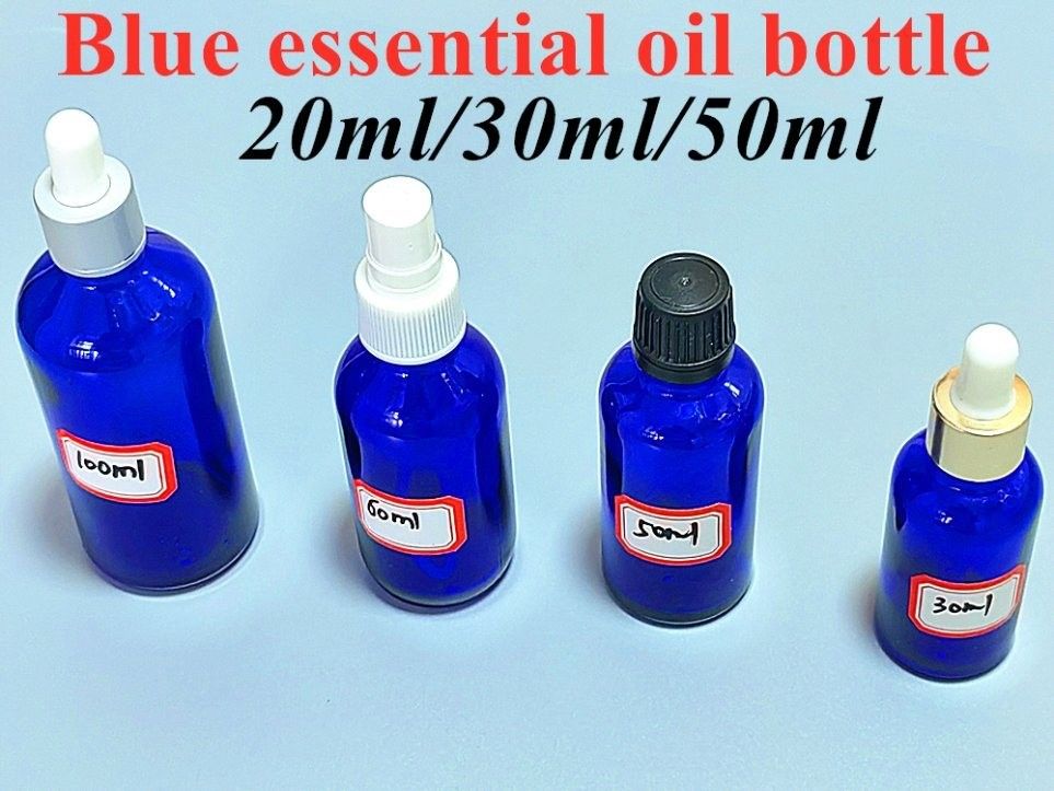 30 ml 50 ml 60 ml Botelho Cosmético Redondo Vazio Pequeno Azul transparente Óleo Essencial de Vidro Bottle Dropper Glass Bottle