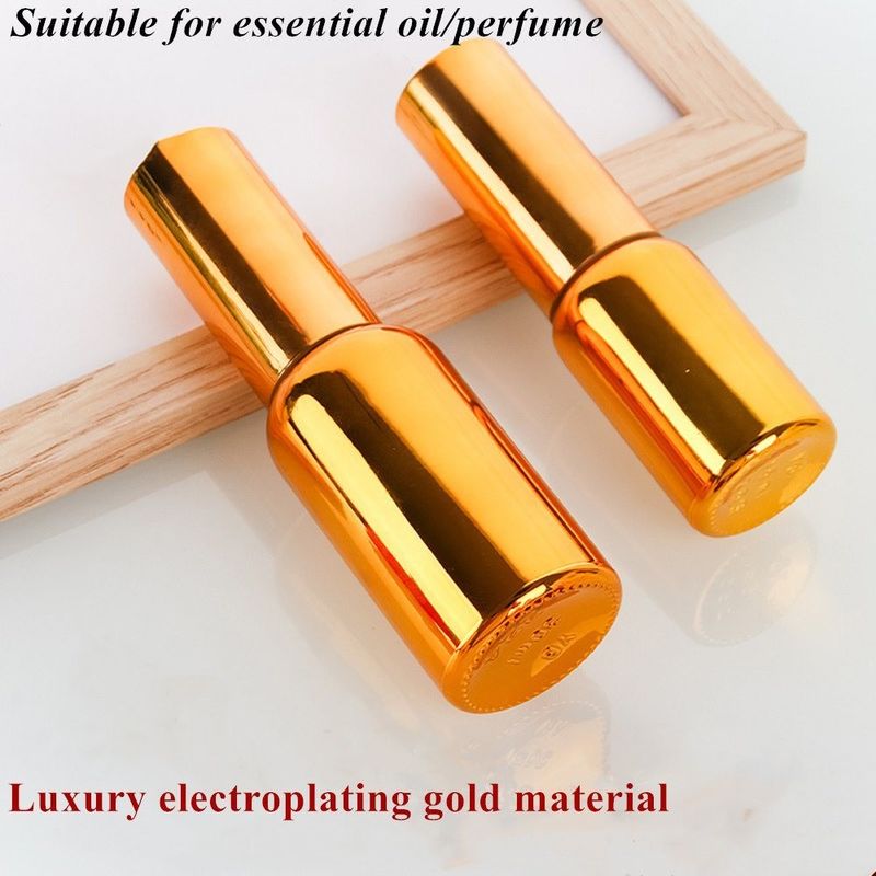 Luxo Brilhante 30ml 50ml 60ml Ouro Electroplate UV Sero vidro dourado Óleo essencial Garrafa de vidro com cabeça de spray