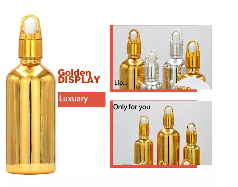 Pacote Cosmético de Luxo de Alta Qualidade 10ml 20ml 30ml 50ml Eletroplatação de Ouro Óleos Essenciais Sero Garrafa de Vidro