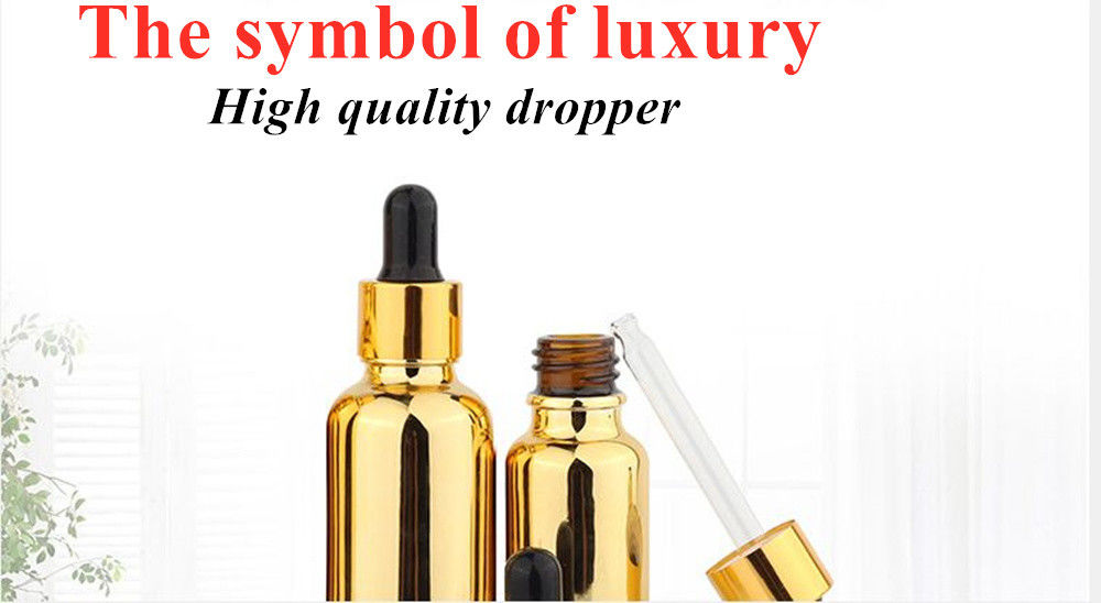 20 ml 30 ml 50 ml Vazio Reutilizavel Eletroplating Gold Cosmetic Package Serum Óleo essencial para cuidados com a pele Garrafa de vidro