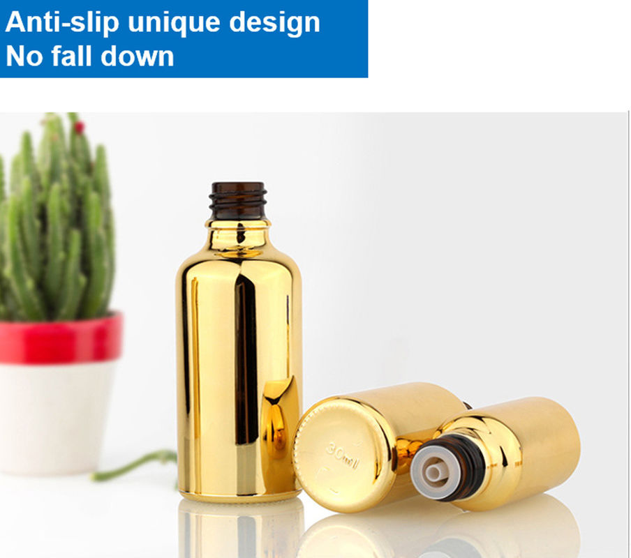 20 ml 30 ml 50 ml Vazio Reutilizavel Eletroplating Gold Cosmetic Package Serum Óleo essencial para cuidados com a pele Garrafa de vidro