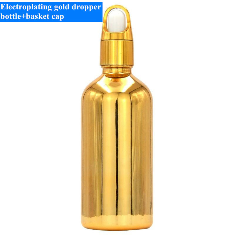 10 ml 20 ml 30 ml 50 ml Eletroplatado de Ouro Garrafa de Óleo Essencial Garrafa de Ouro Pequeno Cosméticos Garrafa de vidro Garrafa