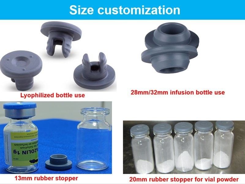 28 mm 32 mm Óxido de etileno Consumíveis médicos esterilizados Bromo tampas de borracha de butil para frasco de vidro para injecção