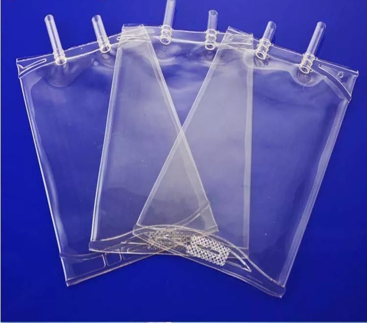 Saco de perfusão descartável de 250 ml, 500 ml e 1000 ml de PVC Médico Séril Solução Salina IV Solução Fluida de PVC Saco de perfusão