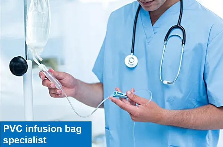 Saco de perfusão descartável de 250 ml, 500 ml e 1000 ml de PVC Médico Séril Solução Salina IV Solução Fluida de PVC Saco de perfusão