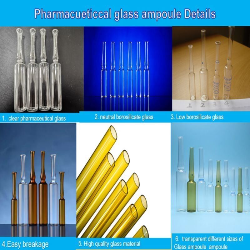 2 ml 5 ml 10 ml Vazio Ampolas de vidro de borosilicato padrão USP Transparente e de cor âmbar para penicilina Injecção Medicina