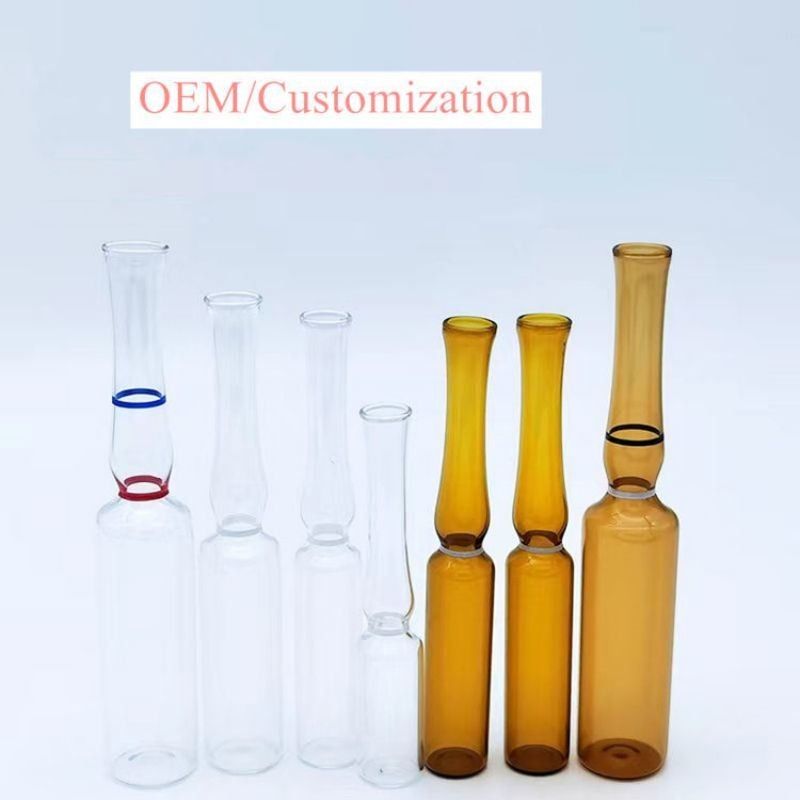 1ml5ml 10ml 20ml cosméticos cuidados com a pele farmacêutica Ampola de vidro Anel de cor Impressão de logotipo Impressão de tela Formulário B Formulário