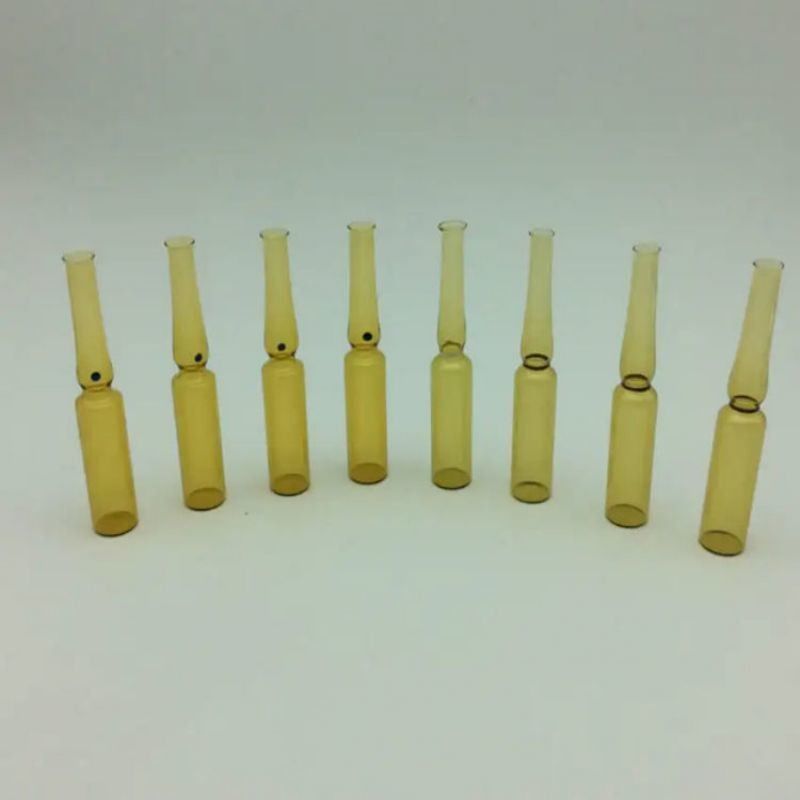 Ampola de vidro tubular de âmbar transparente de 5 ml, 10 ml e 20 ml com anel de cor, ruptura médica Ampola de vidro de borosilicato neutro