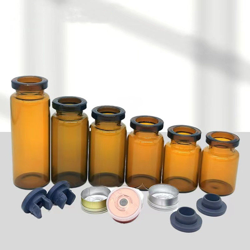 Vial de vidro estéril de prescrição farmacêutica personalizado 5 ml 7 ml 10 ml Vial de vidro de injecção tubular de âmbar transparente
