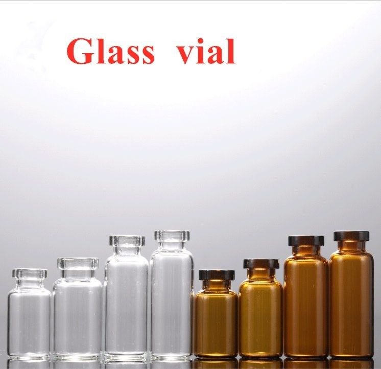 5 ml 7 ml 10 ml Ambre Medicamento Luminoso Crimp Top Tubular Estéril frascos de injecção Vial de vidro com rolha de borracha