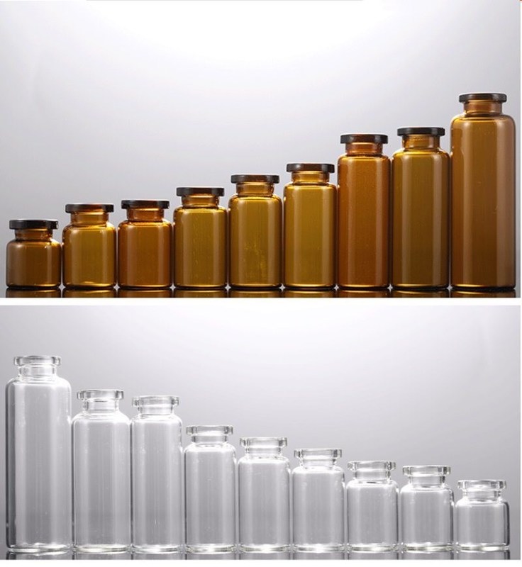 Vial de vidro médico transparente Vial farmacêutico 5 ml 10 ml 20 ml Ambar transparente Vazio Vial de vidro estéril injetável Tubular