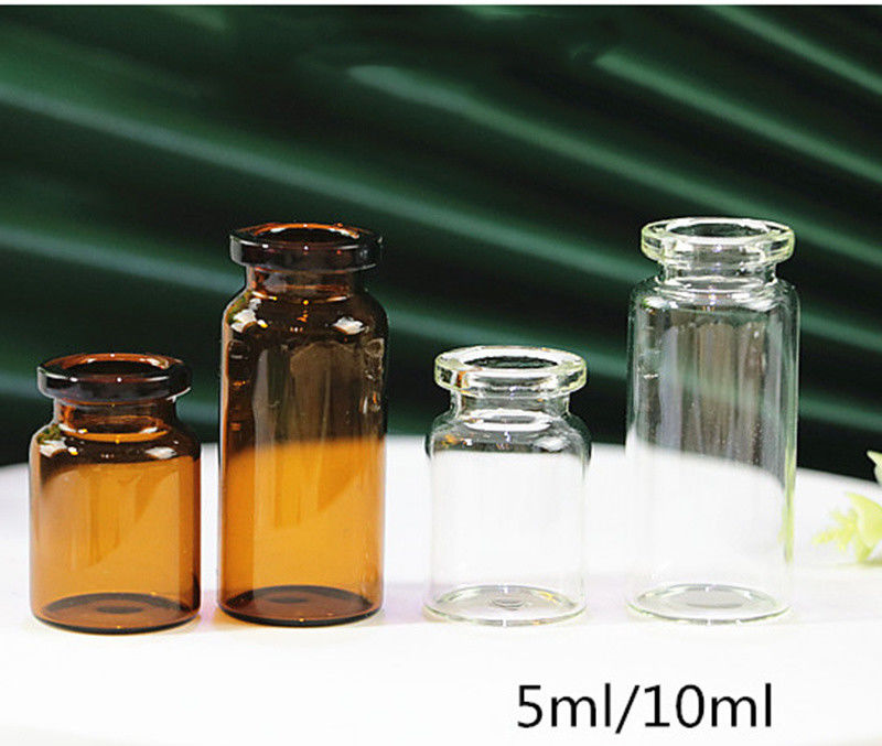 Frasco de vidro moldeado Tipo I Frasco de vidro médico 10 ml Com rolha de borracha
