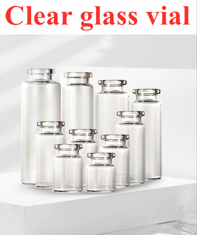 Vial de vidro de borosilicato de 5 ml, 7 ml, 20 ml, estéril, claro, 10 ml, com tampa